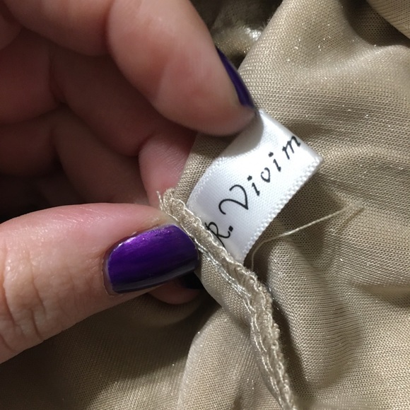 Crushed Velvet Flare Goldish Silver Dress 2XL - Picture 3 of 3